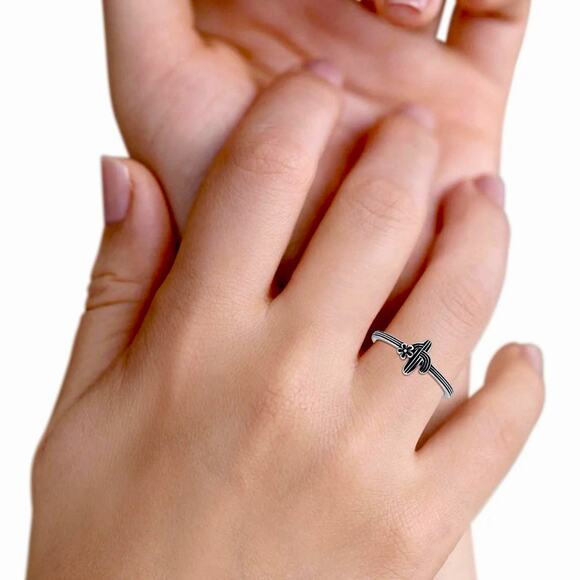 Cactus & Flower Dainty Sterling Silver Ring Sizes 4-10 Sterling Silver .925 - Picture 7 of 7